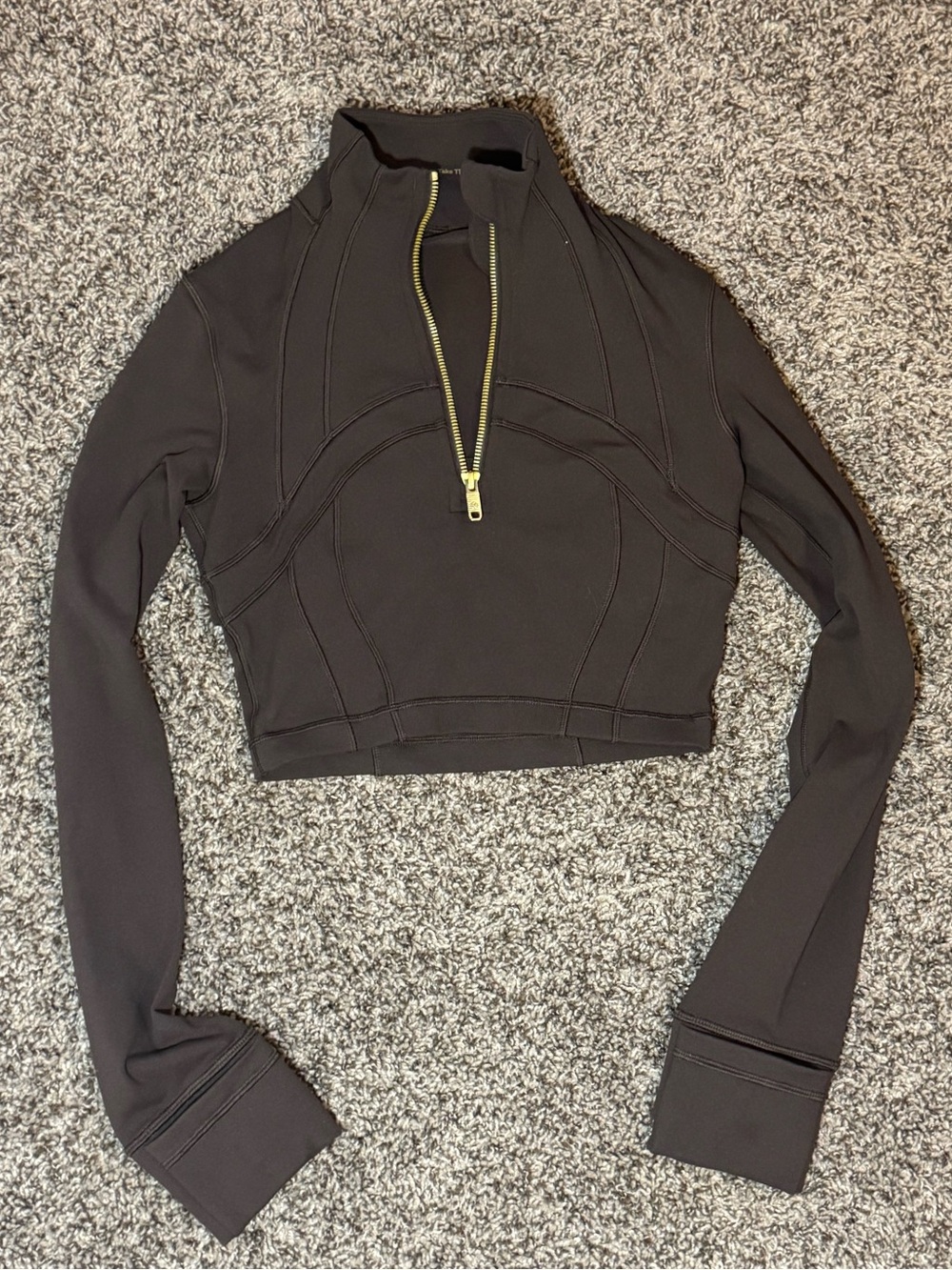 Lululemon Define Cropped Half Zip Luon| Espresso| Womens Size 2 - Picture 2 of 4